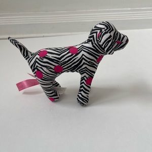 PINK Victoria’s Secret Dog, black and white with pink dots.